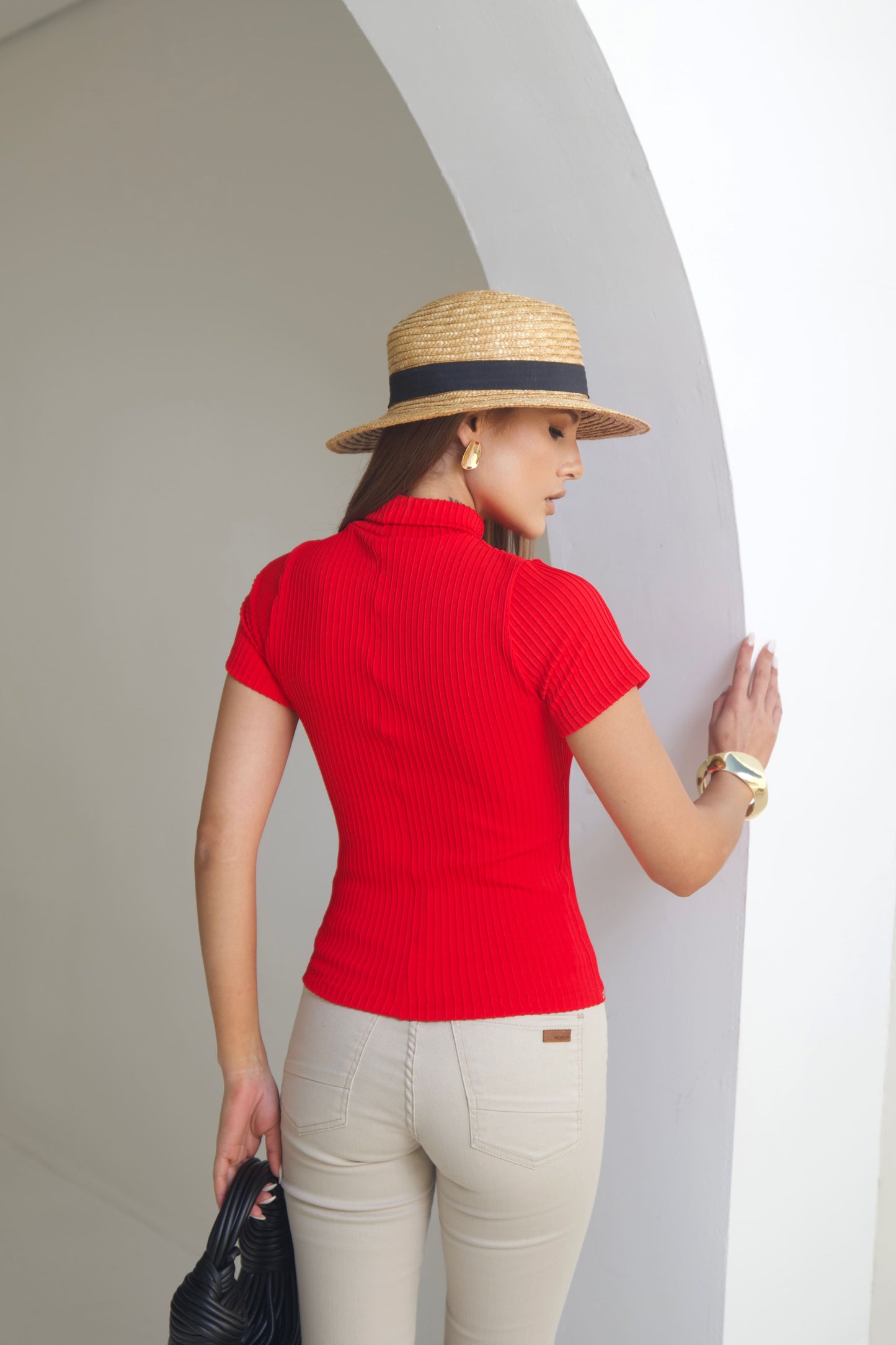 Blusa Gola Alta em Poliamida Vermelho