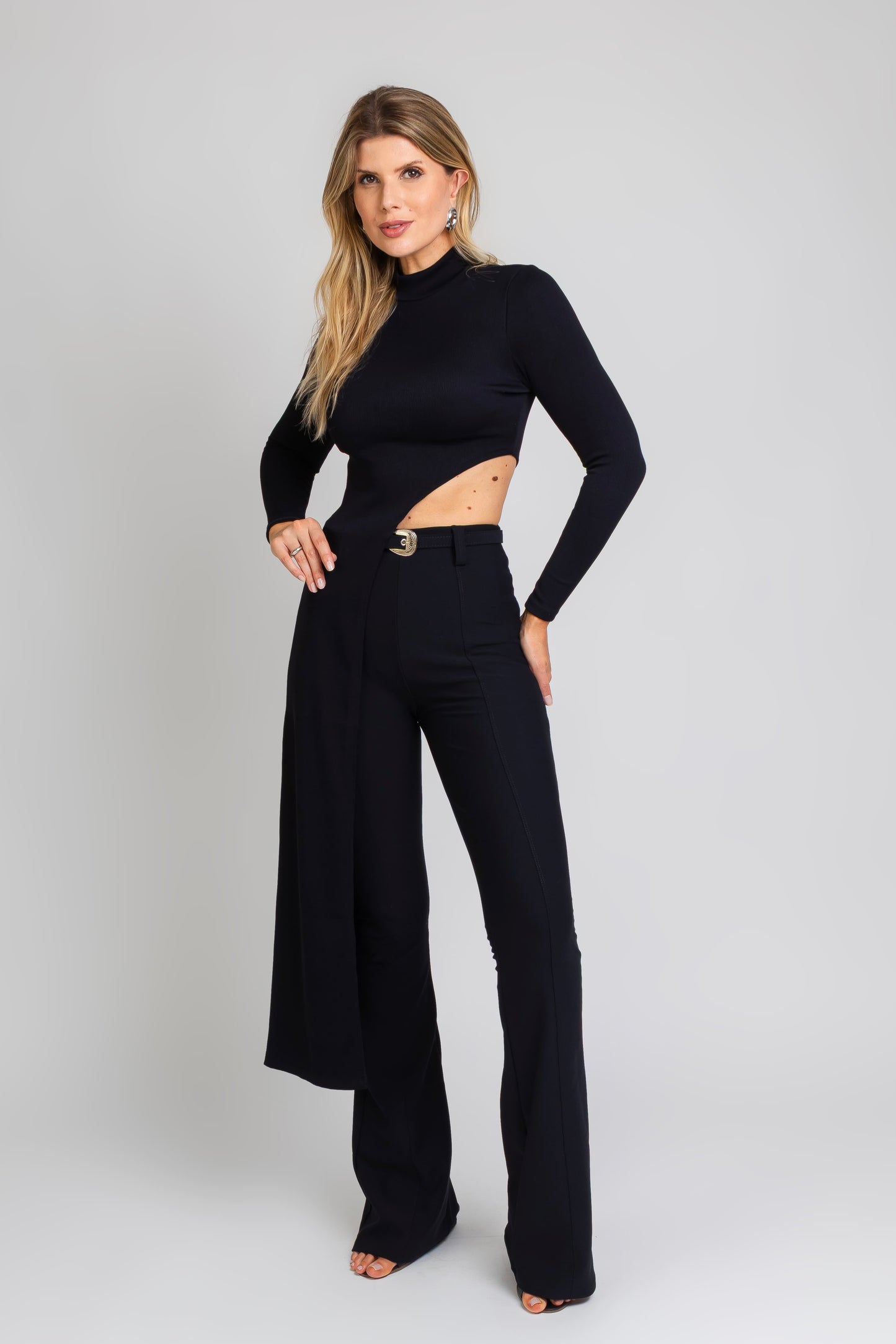 Calça Montaria de Poliamida com Cinto Preto