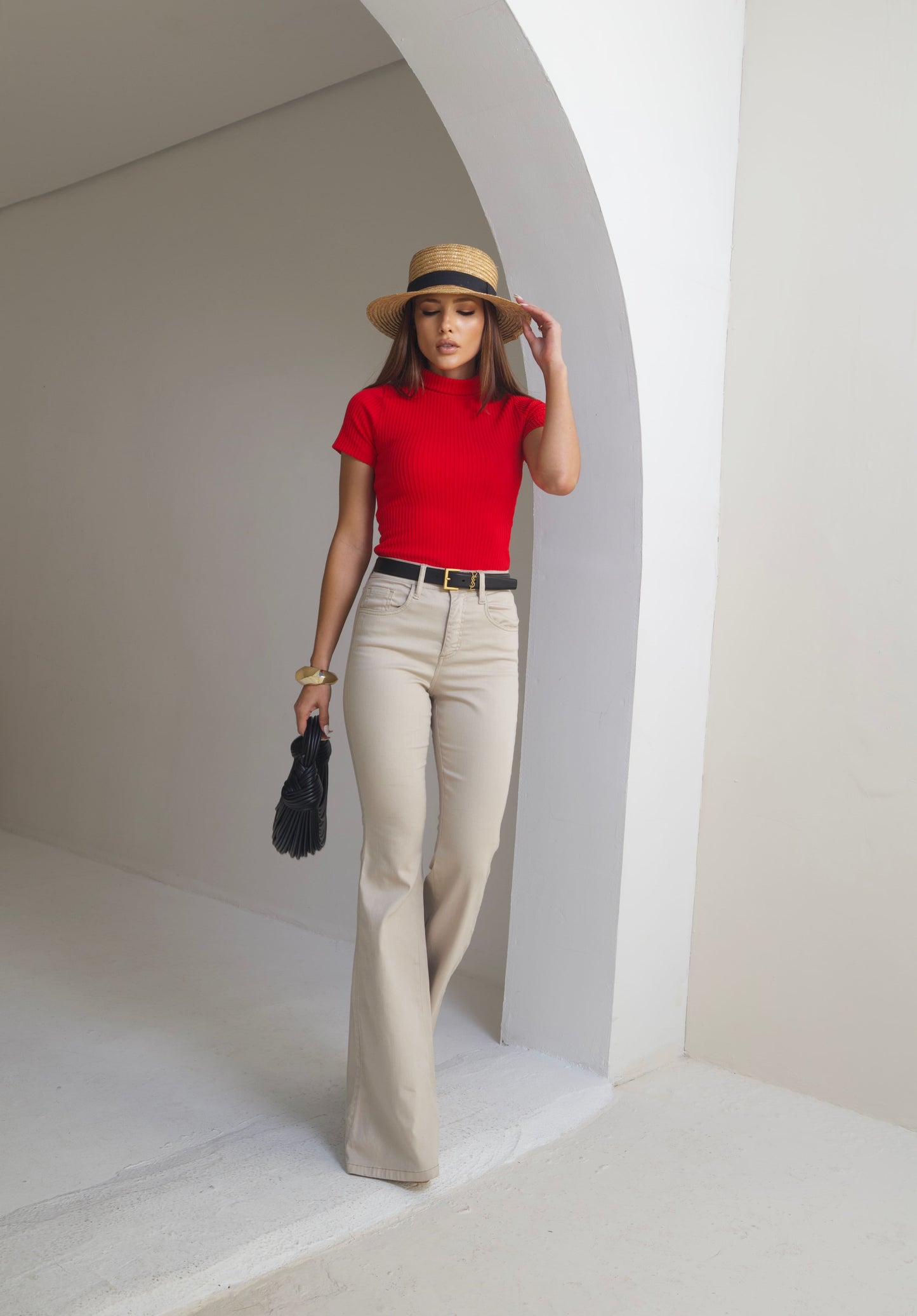 Blusa Gola Alta em Poliamida Vermelho