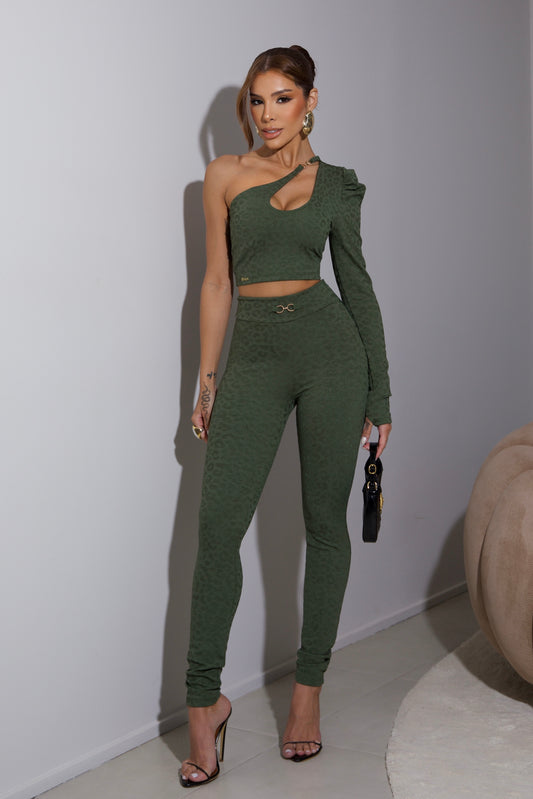 Conjunto Animal Print Verde – Poliamida de Alta Qualidade