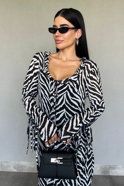 Vestido Musseline Longo Zebra