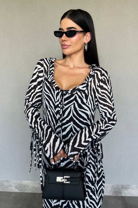Vestido Musseline Longo Zebra