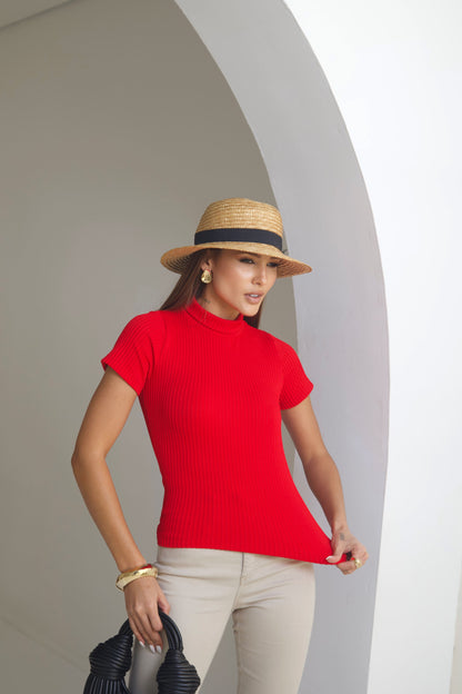 Blusa Gola Alta em Poliamida Vermelho