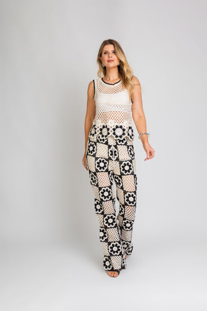 Conjunto Crochê Floral Preto