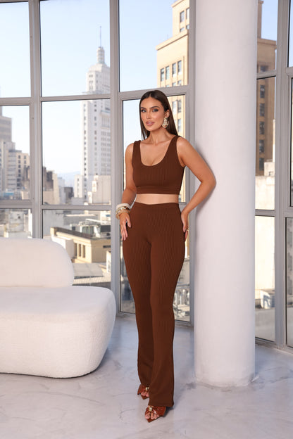Calça Poliamida Flare Modeladora Marrom