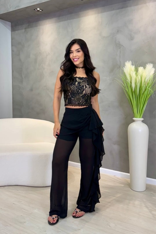 Conjunto em Musseline Preto