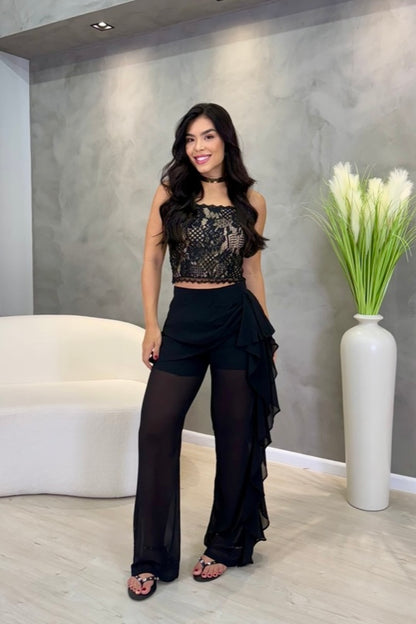 Conjunto em Musseline Preto