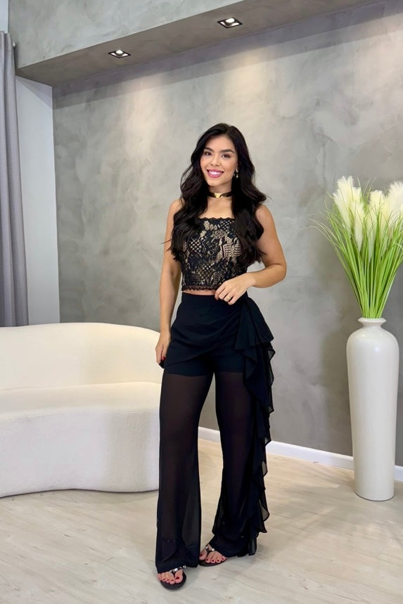 Conjunto em Musseline Preto