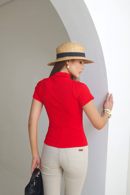 Blusa Gola Alta em Poliamida Vermelho
