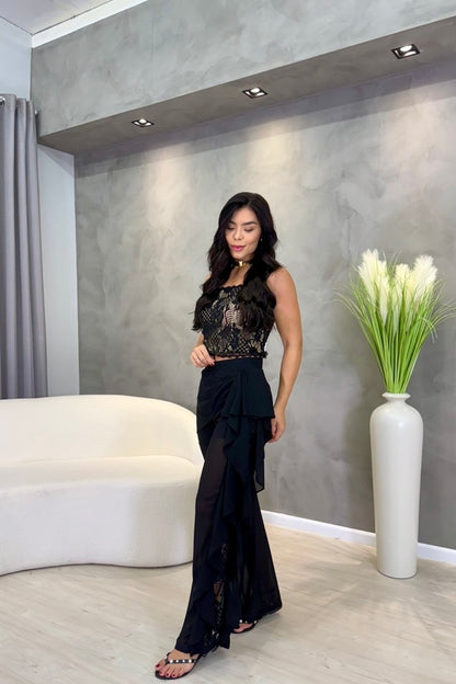 Conjunto em Musseline Preto